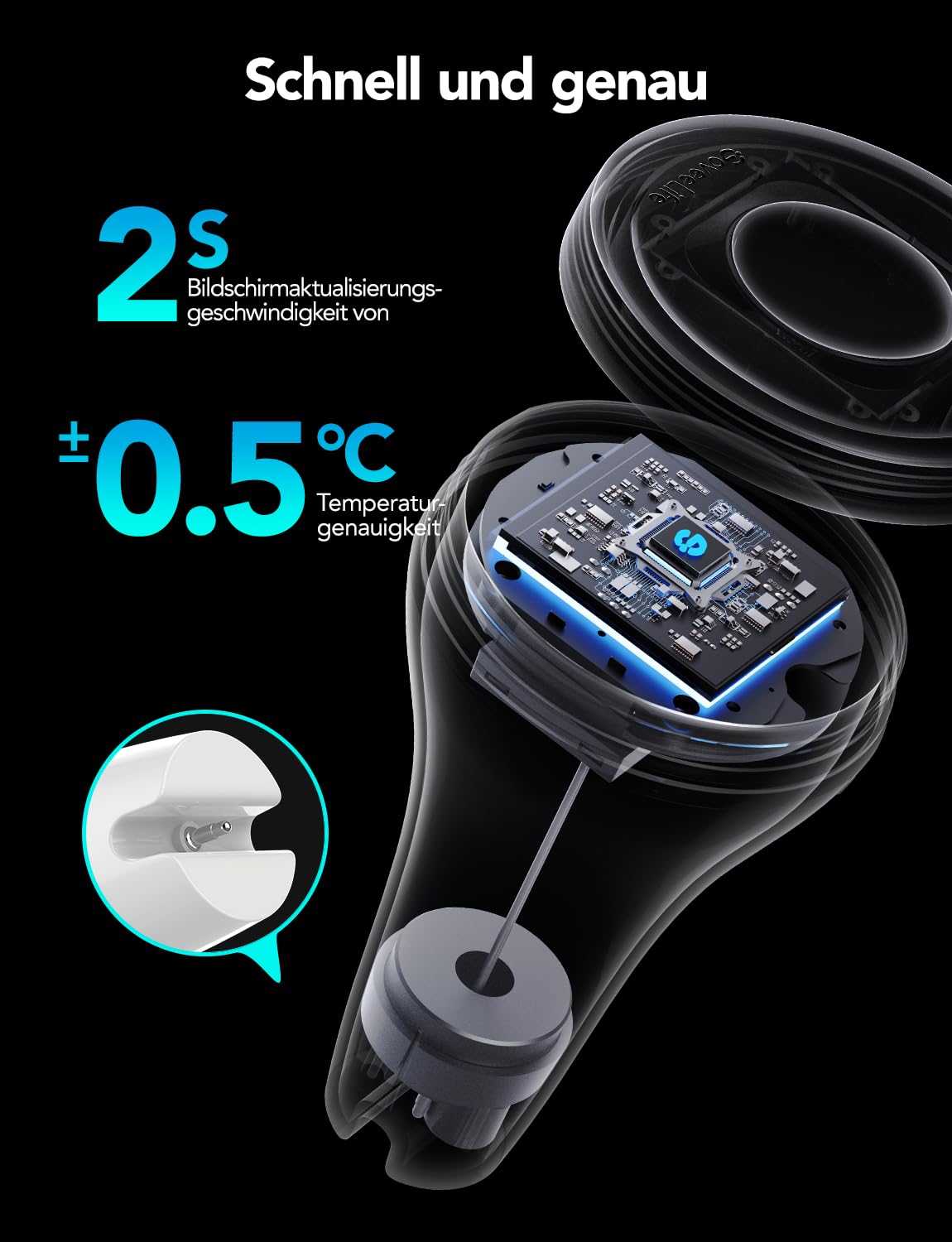 GoveeLife WLAN Pool thermometer mit App, Schwimmendes Funk Wasserthermometer Digitale mit Wasserdichtigkeit nach IPX7, Benachrichtigungsalarm für Badewanne, Aquarium, Whirlpool und Spa