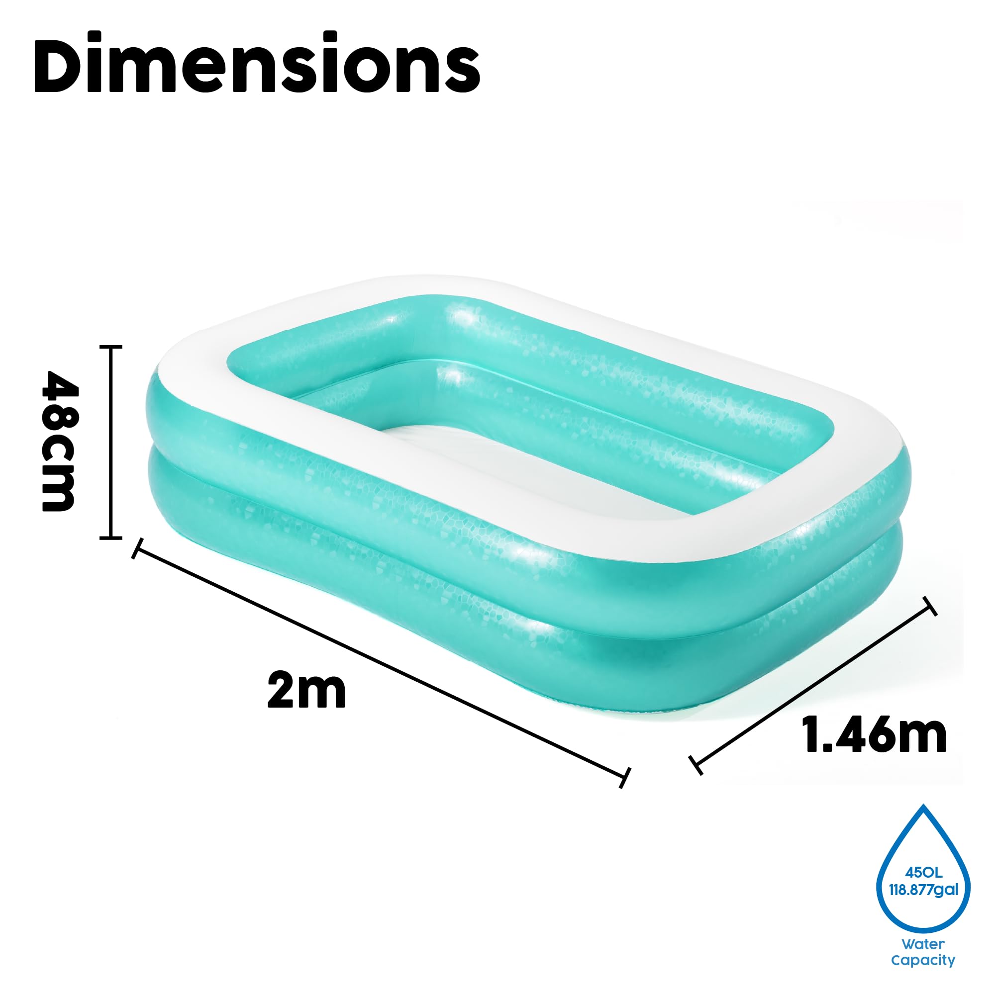 Bestway 54005 Aufblasbarer durchsichtiger Familienpool, 201 x 150 x 51 cm - Grün