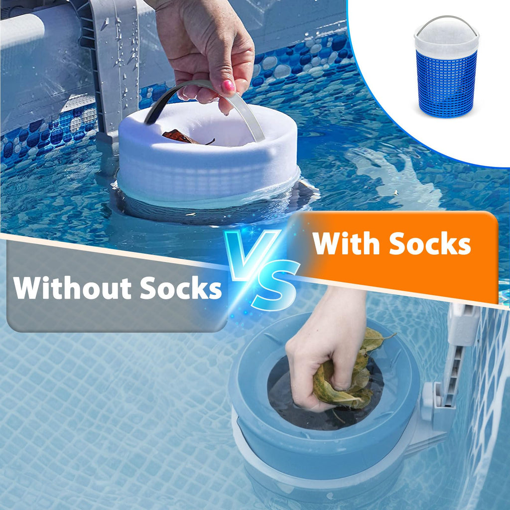 ROMIVO Pool Skimmer für Aufstellpool mit 10 Stück Skimmer Socken, Schwimmender Pool Einhängeskimmer Oberflächen Skimmer Korb für oberirdische Pools für Intex, entfernt Laub und Unrat