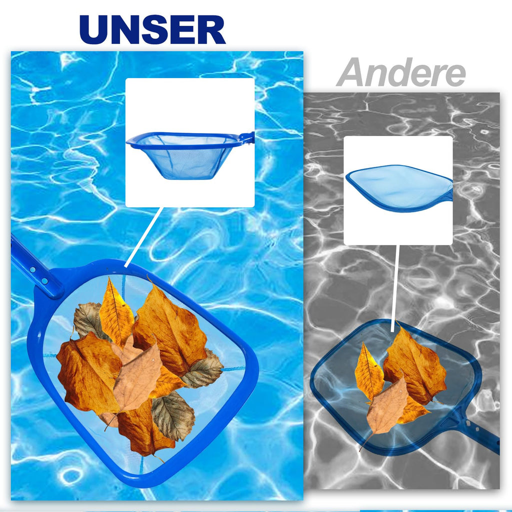 185 cm Pool Kescher, Poolkescher Fein mit Teleskopstange, Poolreinigung Pool Kescher Feinmaschig, Teichkescher für Schwimmbad, Teich, Algen & Bestway Pool, Aufstellpool, Planschbecken, Whirlpool