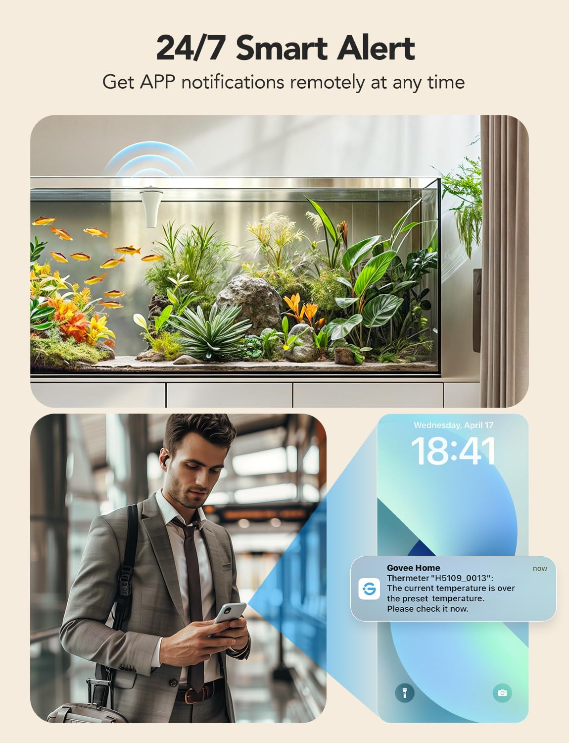 GoveeLife WLAN Pool thermometer mit App, Schwimmendes Funk Wasserthermometer Digitale mit Wasserdichtigkeit nach IPX7, Benachrichtigungsalarm für Badewanne, Aquarium, Whirlpool und Spa