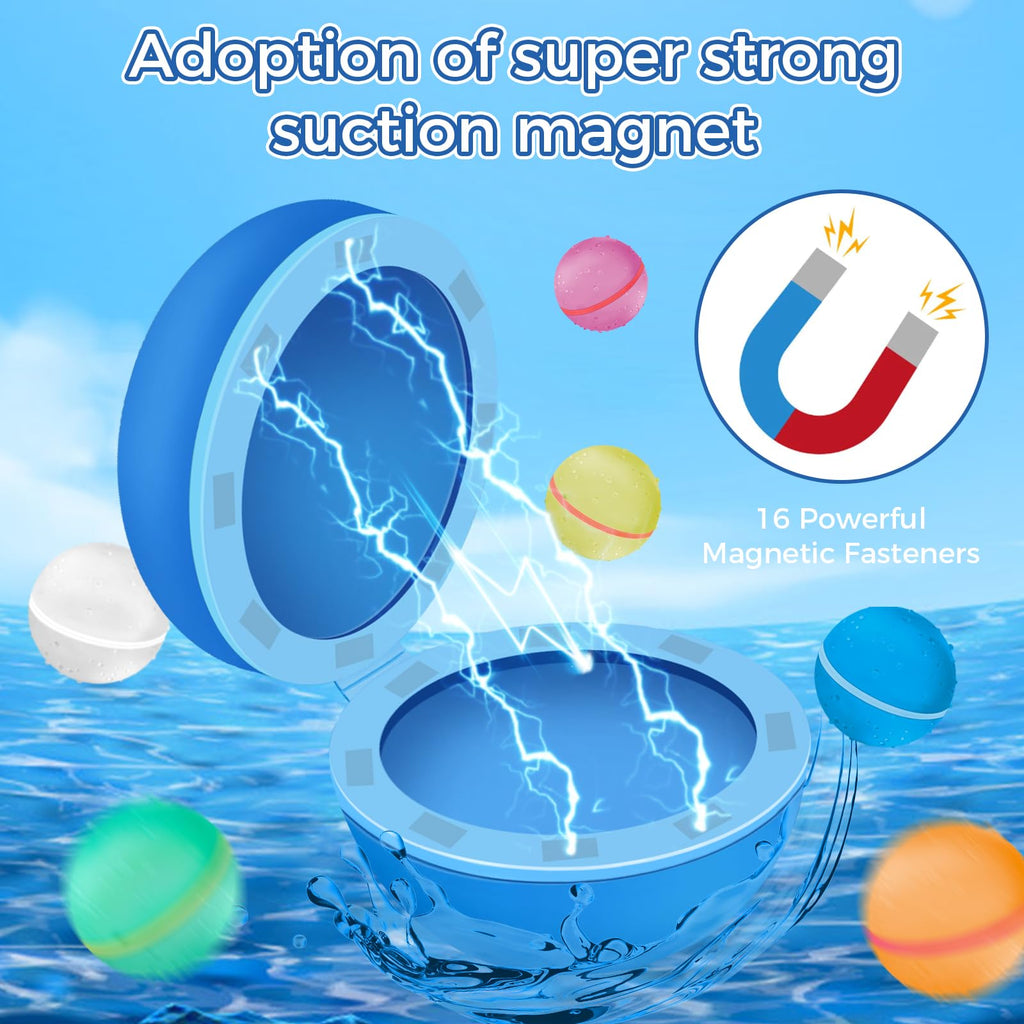 Wasserbomben Wiederverwendbar,12 Stück Wiederverwendbare Wasserballons Bomben,Selbstschließend magnetische Spritzbälle,für Kinder,Erwachsene,Strand,Poolparty,Strand,Wasserspielzeug,Sommer im Freien