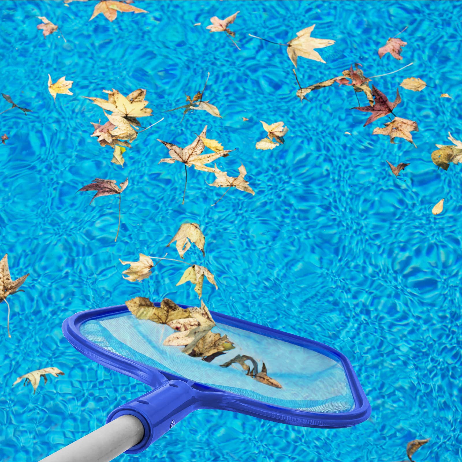 Kescher Pool, Jsdoin 120 cm lang-Teichkescher mit Teleskopstange,Feinmaschig - Für Teich, Algen & Bestway Pool,Algenkescher Nylon-Netz