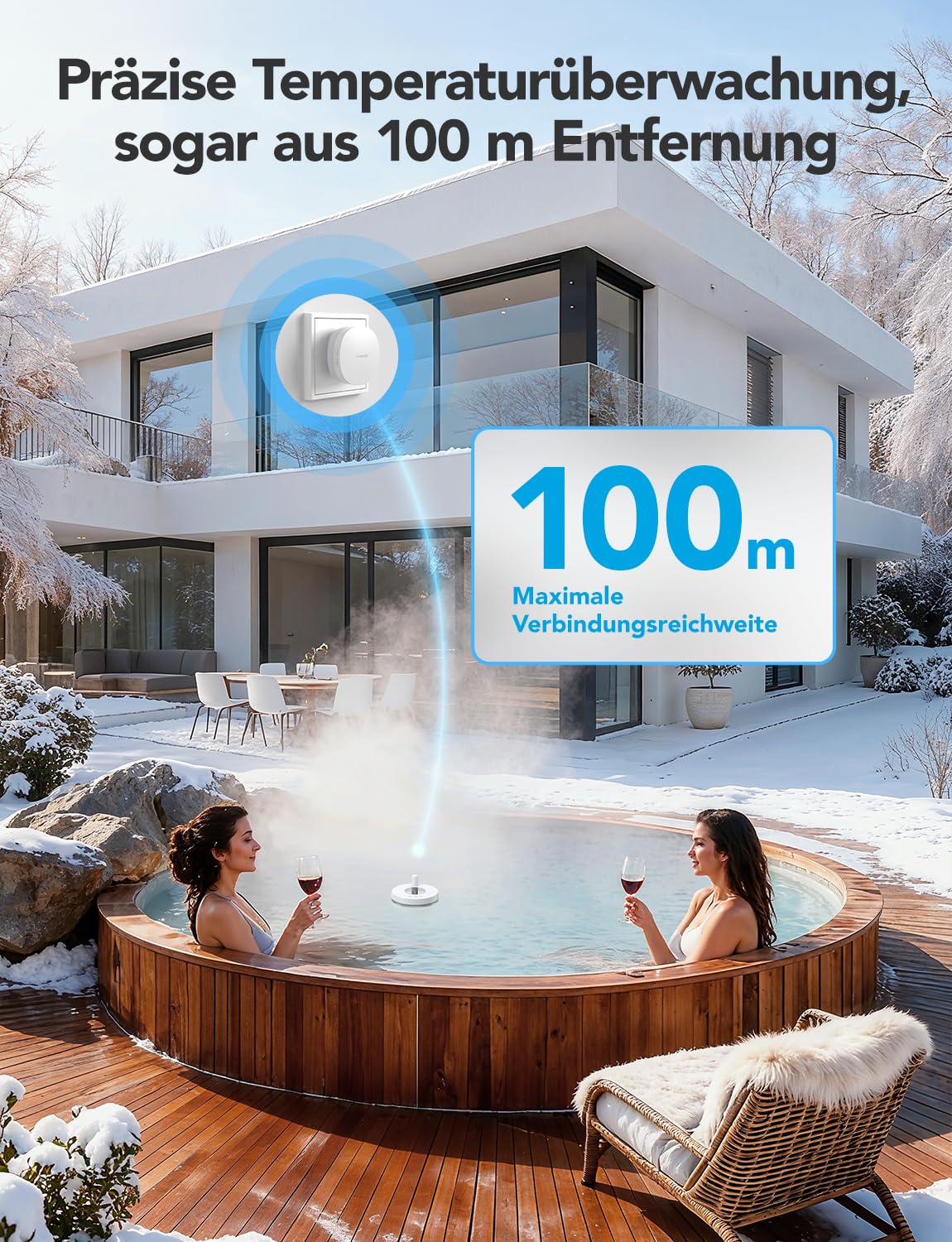 GoveeLife WLAN Pool thermometer mit App, Schwimmendes Funk Wasserthermometer Digitale mit Wasserdichtigkeit nach IPX7, Benachrichtigungsalarm für Badewanne, Aquarium, Whirlpool und Spa