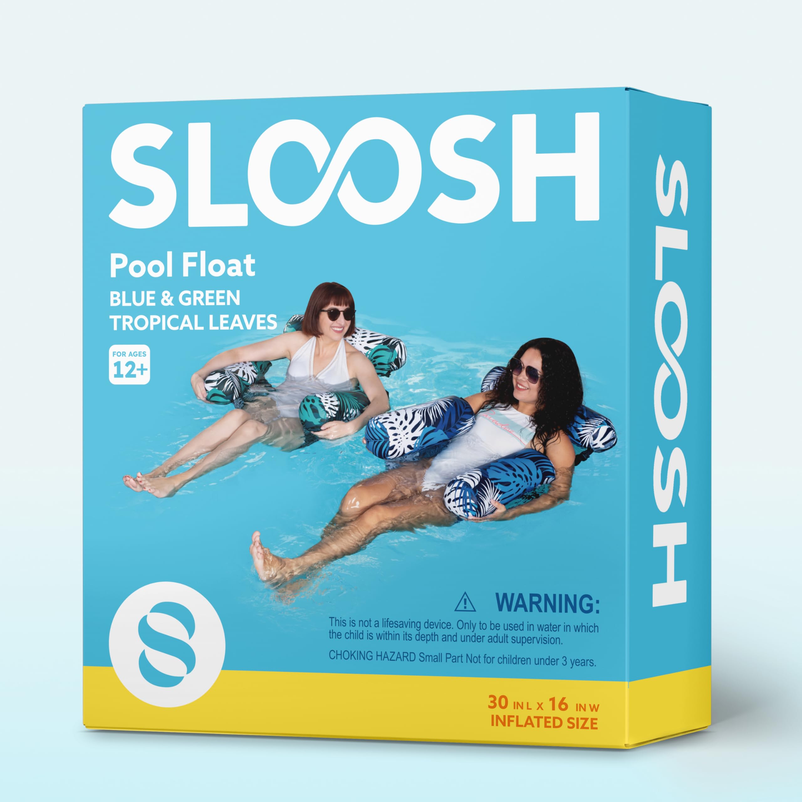 SLOOSH Aufblasbare Wasser Pool Luftmatratze für Erwachsene, 2er schwimmende Pool-Flöße, Aufblasbare Pool-Schwimmsitze für Erwachsene, Schwimmstuhl für Partys, Sommer,Wasser, Strand, Tropische Blätter