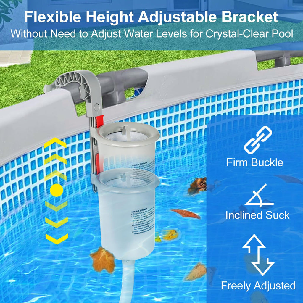 ROMIVO Pool Skimmer für Aufstellpool mit 10 Stück Skimmer Socken, Schwimmender Pool Einhängeskimmer Oberflächen Skimmer Korb für oberirdische Pools für Intex, entfernt Laub und Unrat