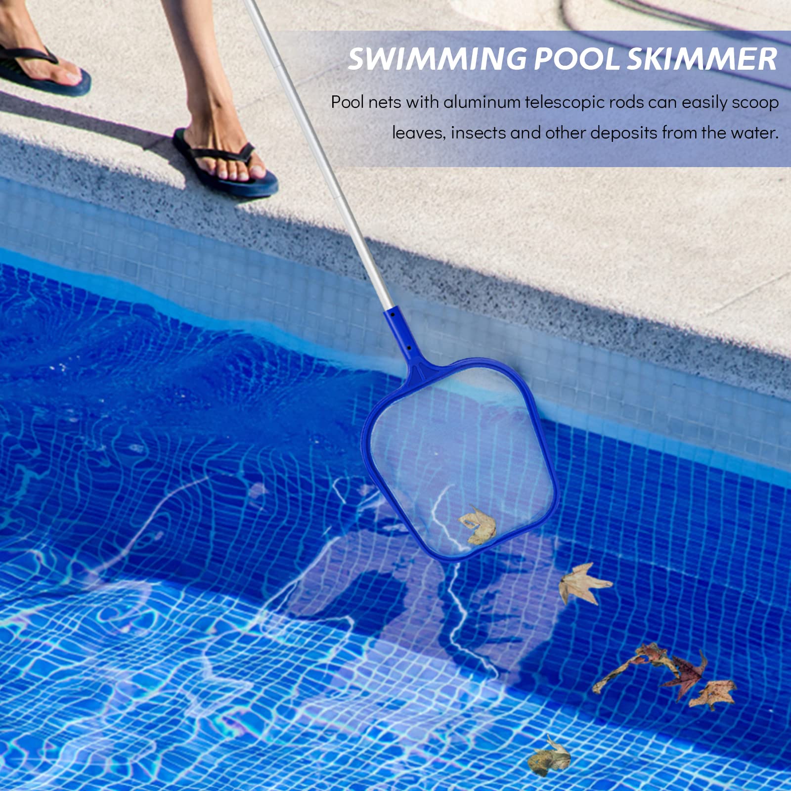 Kescher Pool, Jsdoin 120 cm lang-Teichkescher mit Teleskopstange,Feinmaschig - Für Teich, Algen & Bestway Pool,Algenkescher Nylon-Netz