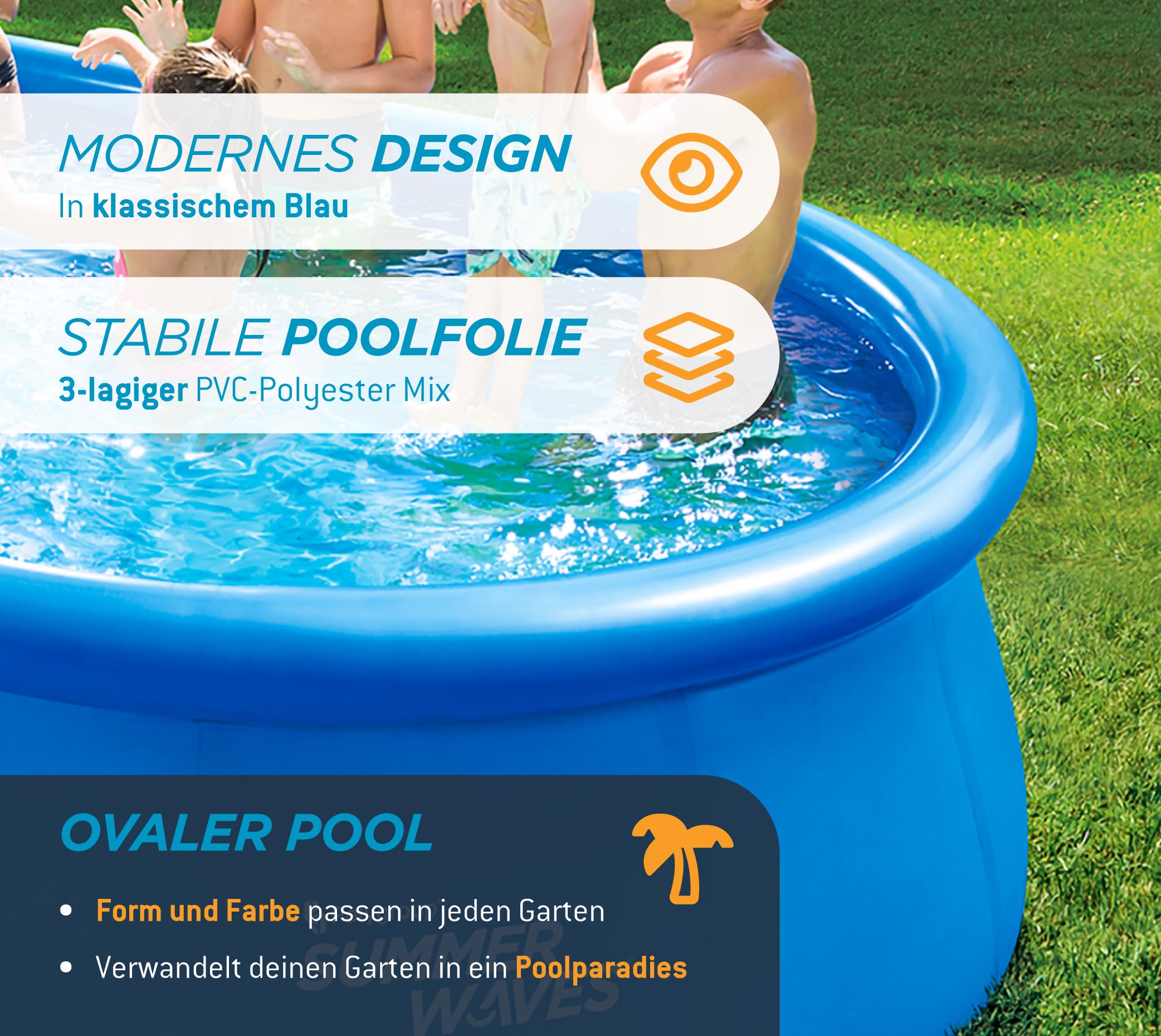 Summer Waves Quick Up Pool Komplettset | Oval 457x305x107 cm Blau | Aufstellpool Set | Gartenpool & Schwimmbecken inkl. Filterpumpe, Leiter, Bodenvlies & Abdeckplane