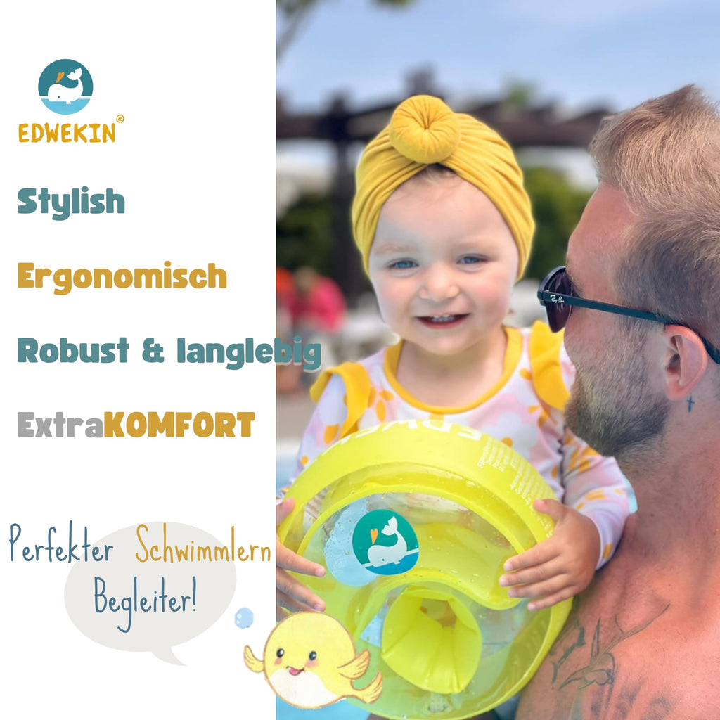 EDWEKIN® Premium Schwimmflügel für Kinder (1–6 Jahre) | TÜV geprüft, extragroße Luftkammern | Perfekte Schwimmhilfe für Babys und Kleinkinder | Transparentes Design