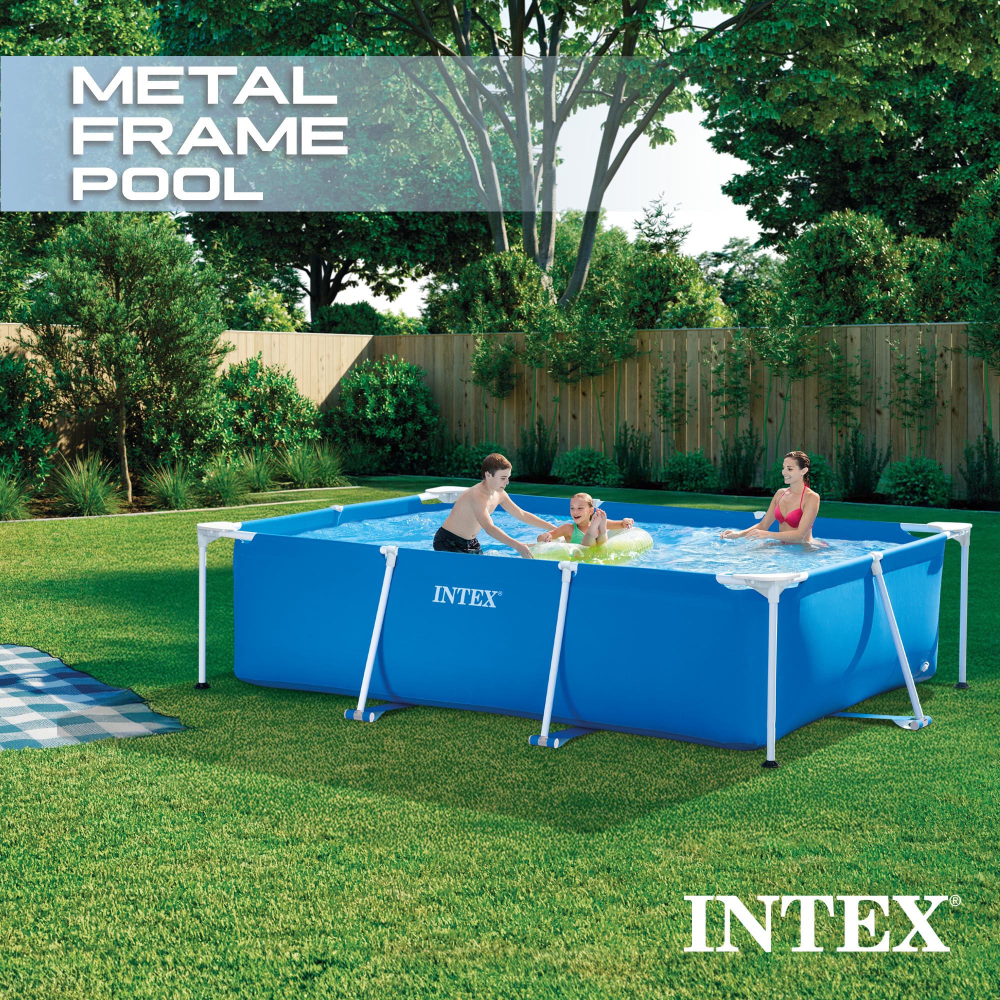 Intex Rectangular Frame Pool, Blau, 300 x 200 x 75 cm