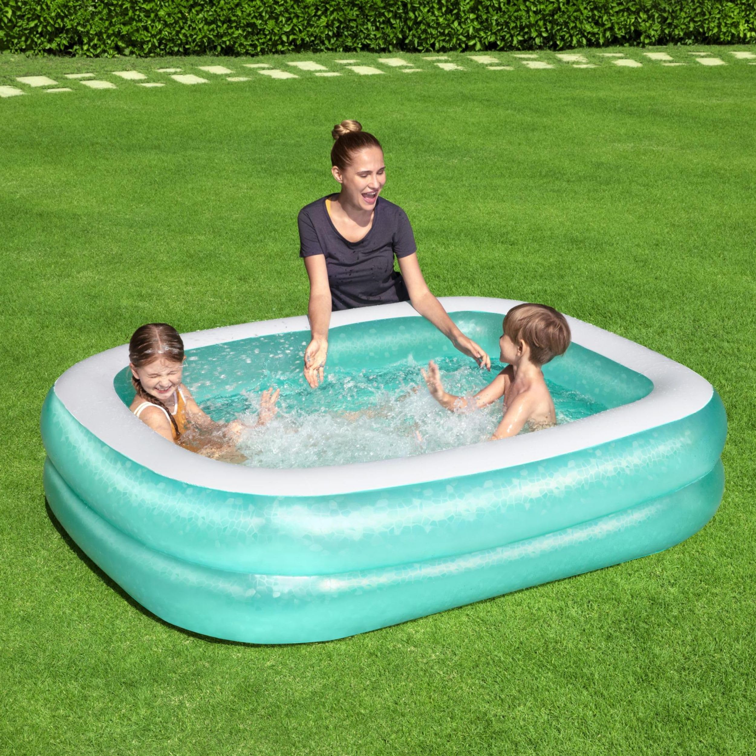 Bestway 54005 Aufblasbarer durchsichtiger Familienpool, 201 x 150 x 51 cm - Grün
