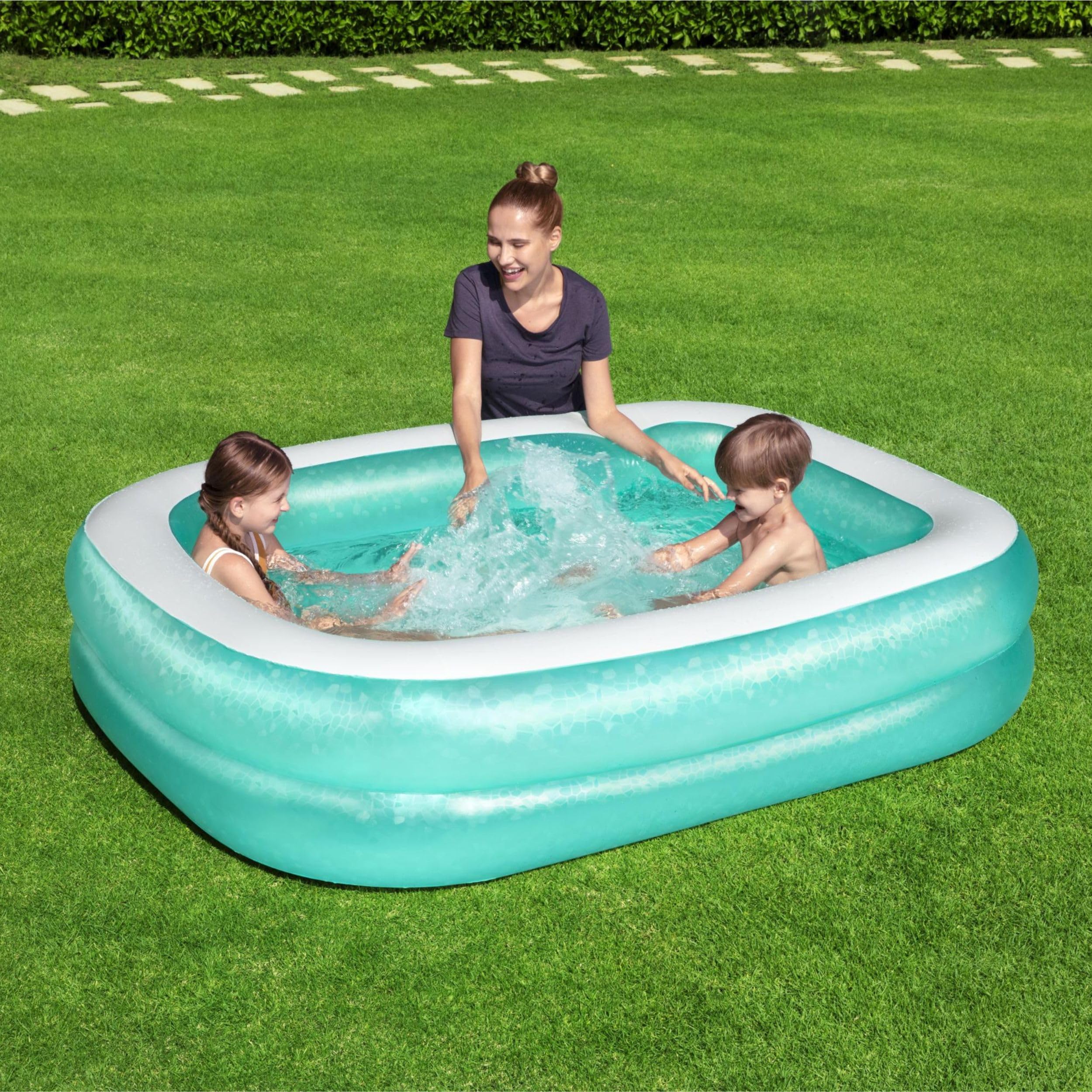 Bestway 54005 Aufblasbarer durchsichtiger Familienpool, 201 x 150 x 51 cm - Grün